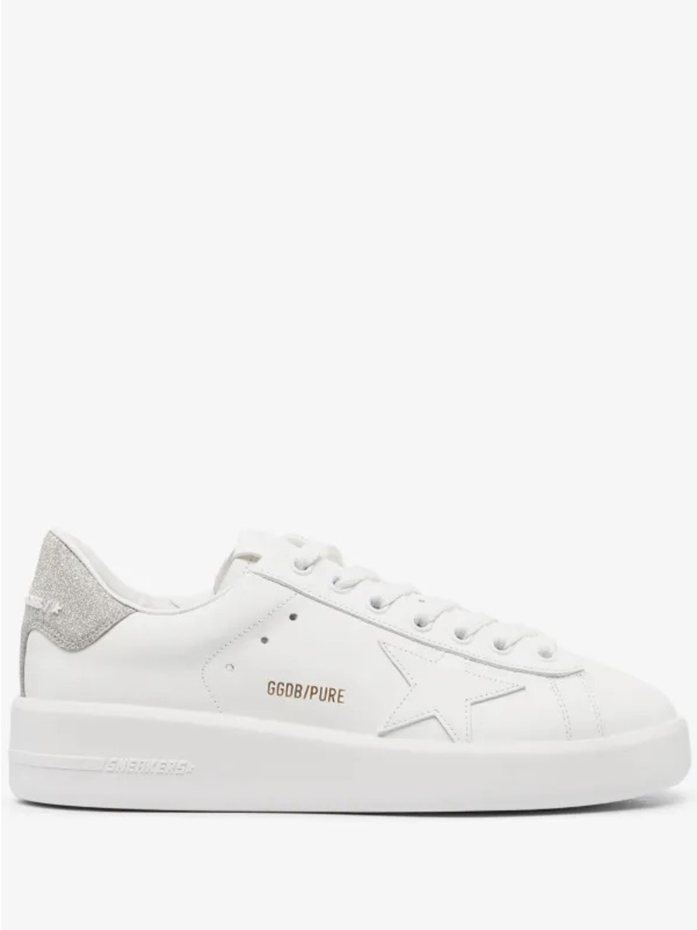 Golden Goose White Sneakers with Silver Heel Glitter Size 37